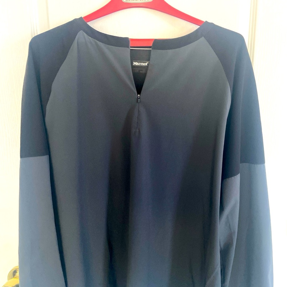 Marmot 1/4 Zip Mens XL Gray Black Long Sleeve Lightweight Base Layer Shirt